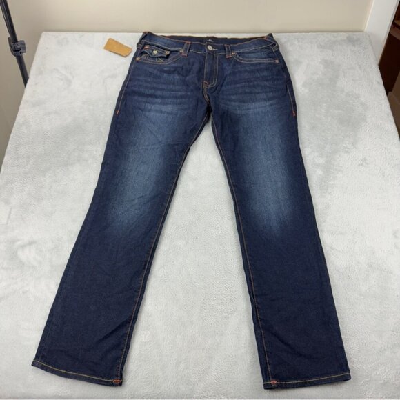 True Religion NWT Men's Sz 38x34 Ricky Flap 34 Relaxed Straight SN 105446 Denim - Picture 1 of 12